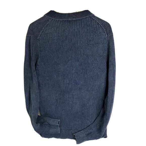 Express distressed henley sweater ribbed blue long sleeves 90's retro men XL - Picture 2 of 7